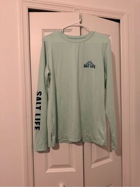 Salt Life Men's Long Sleeve Tee - Seafoam with Navy Logo